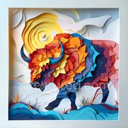 seamless Seamless 3D PBR Texture Featuring Colorful Layered Buffalo Origami Style texture 8k free download PBR