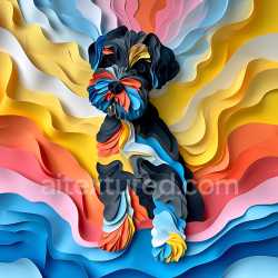 seamless Seamless 3D PBR Texture of Stylized Black Russian Terrier in Origami Style texture 8k free download PBR