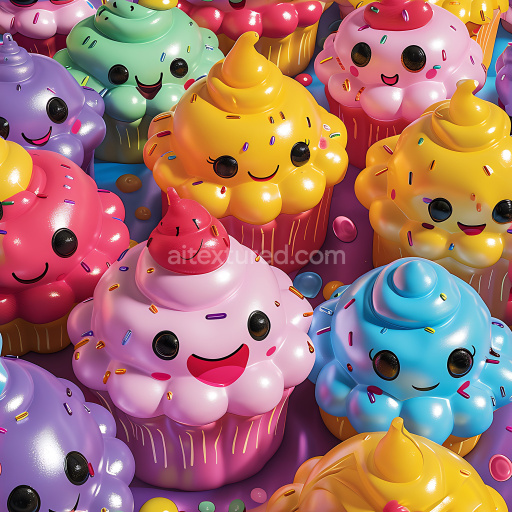 Seamless 3D Inflated Vinyl Bubble Padding PBR Texture in Bright Pastel Colors