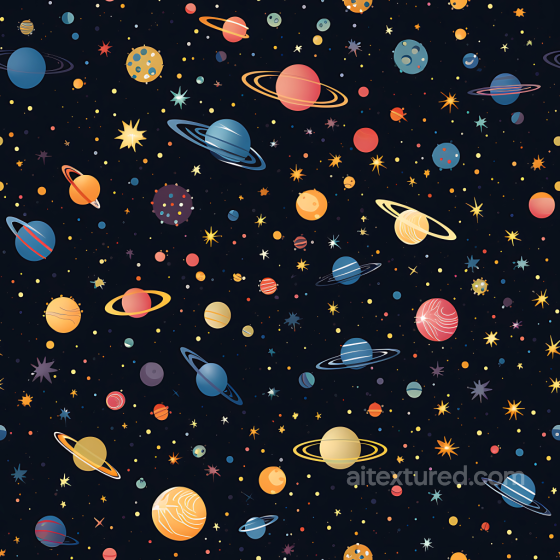 Star, Space, Planets Texture of Stylized Planets and Colorful Starfield in Cosmic Space Star, space, planets texture preview