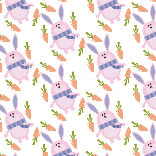 Seamless 3D PBR Digital Paper Texture Featuring Pink Bunny and Carrot Pattern