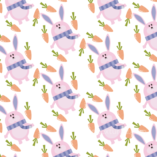 All Christmas Digital paper Texture of Playful Pink Bunny with Blue Scarf and Carrots seamless All Christmas Digital paper PBR texture