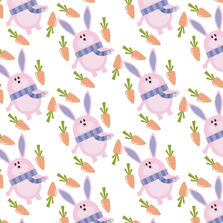 All Christmas Digital paper of Playful Pink Bunny with Blue Scarf and C… seamless PBR texture preview