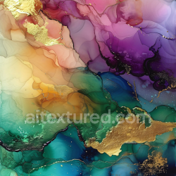 seamless Seamless 3D Alcohol Ink PBR Texture Featuring Multicolor Translucent Layers and Metallic Gold Veins texture 8k free download PBR