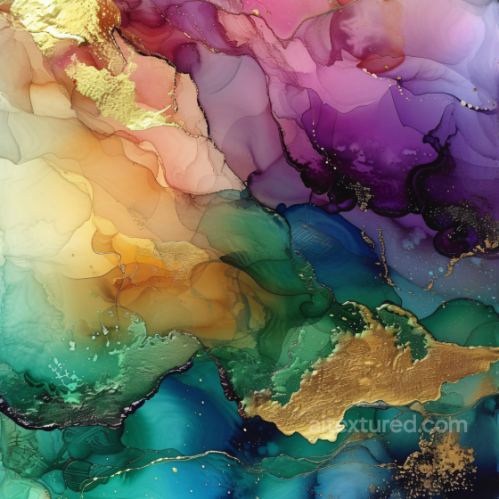 Alcohol Ink PBR Texture Featuring Multicolor Translucent Layers and Metallic Gold Veins Alcohol ink texture preview