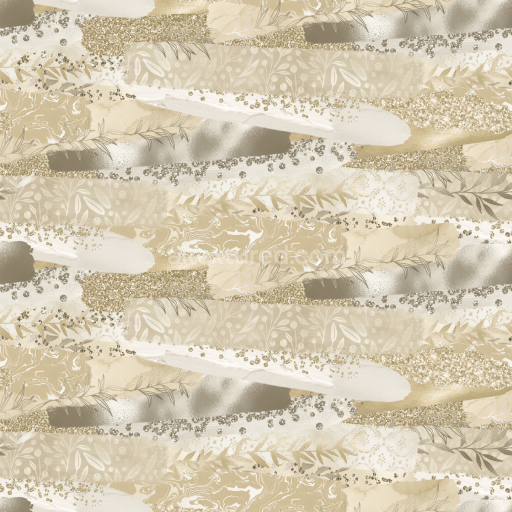 Seamless 3D PBR Glitter Floral Pattern Texture in Beige and Gold Tones