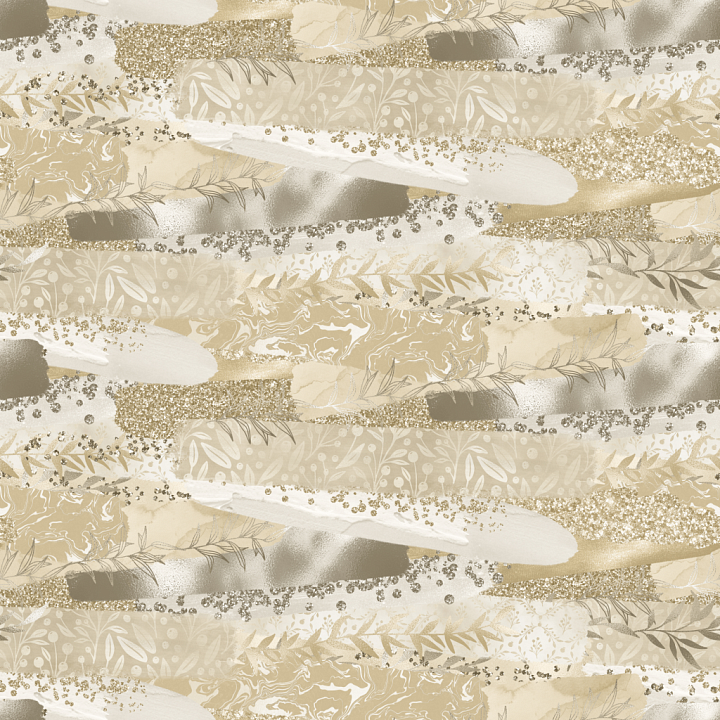 Glitter Floral Pattern in Beige and Gold Tones seamless PBR texture preview