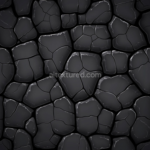 Seamless 3D Cracked Dark Stone PBR Texture with Fractured Pattern