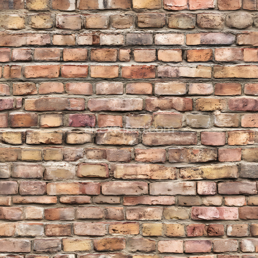 Seamless 3D PBR Cracked Brick Wall Texture in Warm Earth Tones with Rough Surfaces
