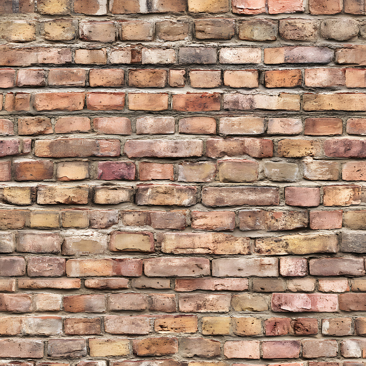 Cracked Brick Wall in Warm Earth Tones with Rough Surfaces seamless PBR texture preview