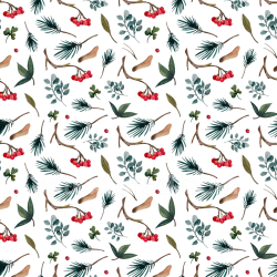 seamless Seamless 3D PBR Texture Featuring Watercolor Christmas Berries & Foliage Pattern texture 8k free download PBR