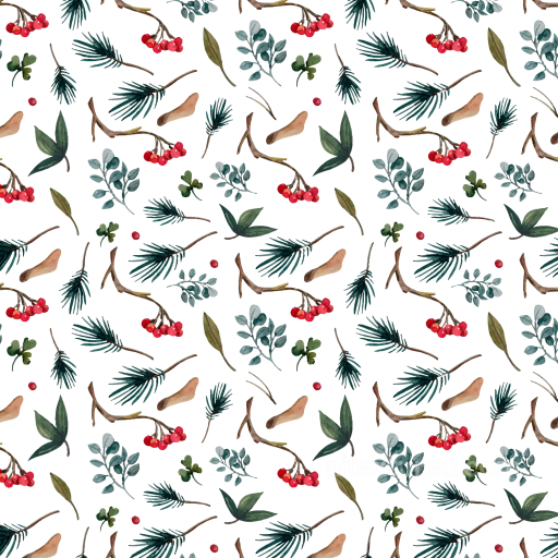Featuring Watercolor Christmas Berries & Foliage Pattern seamless Watercolor Christmas PBR texture