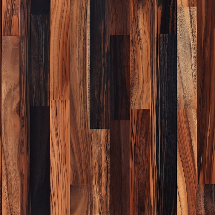 Exotic Hardwood Floor with Varied Grain and Contrast Wood seamless PBR texture preview