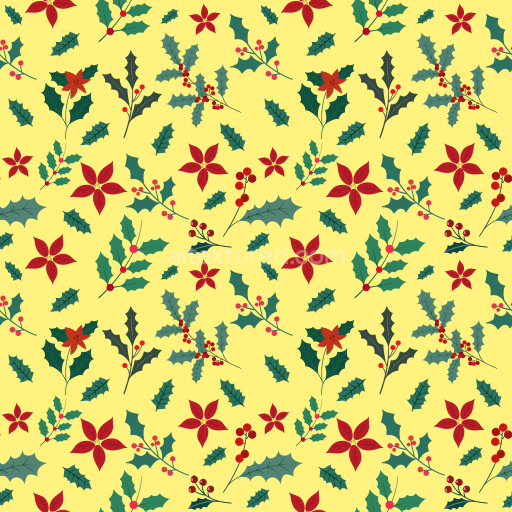 Pattern Bundle - Seamless 3D Pattern PBR Texture with Christmas Holly and Poinsettia Botanical Motifs texture preview