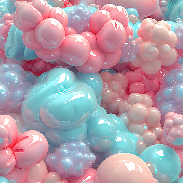 Inflated Glossy Bubble in Soft Pastel Colors seamless PBR texture preview