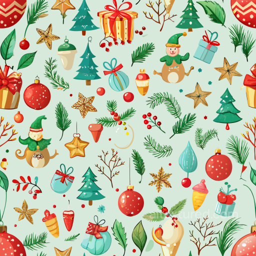 with Hand-Painted Christmas Icons and Holiday Patterns seamless Christmas Holiday PBR texture