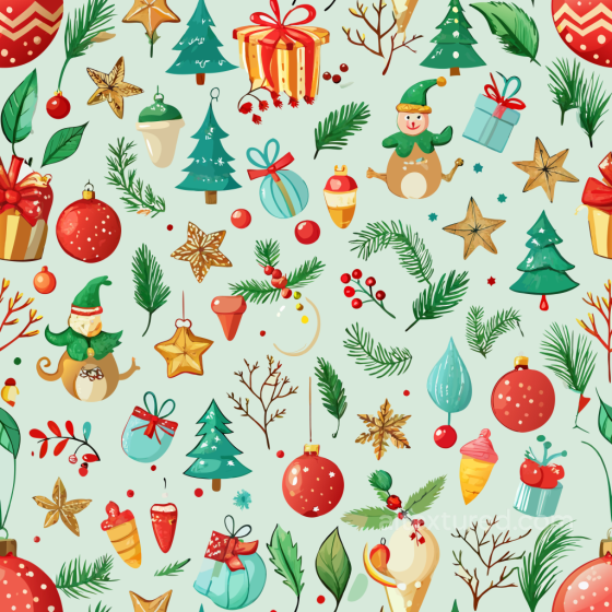with Hand-Painted Christmas Icons and Holiday Patterns Christmas Holiday texture preview