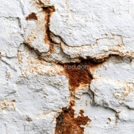 Seamless 3D Cracked Rusty Metal PBR Texture with Chipped White Paint and Rust Stains