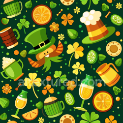 seamless Seamless 3D PBR Texture of St Patrick Festive Pattern with Shamrocks and Drinks texture 8k free download PBR
