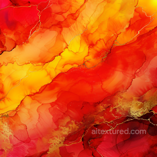 Alcohol Ink PBR Texture Featuring Fiery Orange and Gold Veins seamless Alcohol ink PBR texture