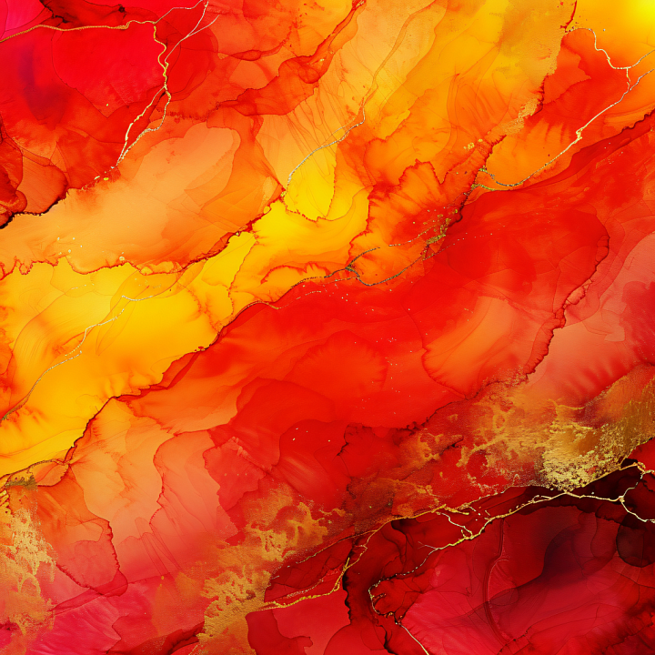 Alcohol Ink Featuring Fiery Orange and Gold Veins seamless PBR texture preview