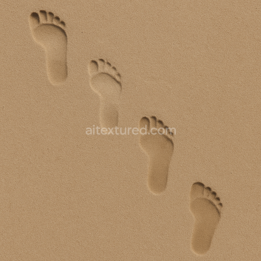Seamless 8k PBR 3d Texture of Footprint Sequence on Wet Sand Surface