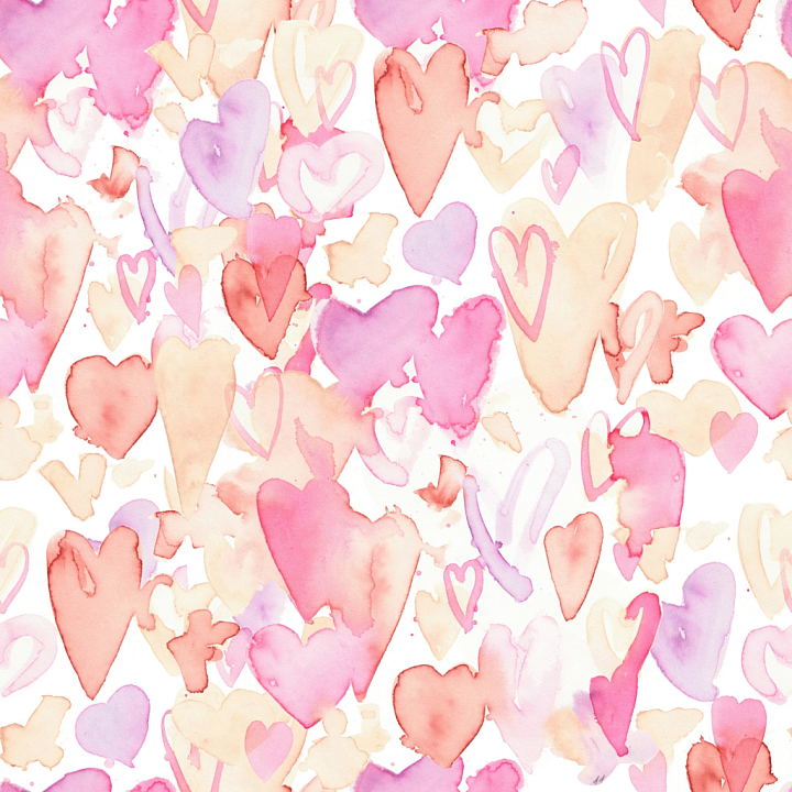 Baby Girl of Watercolor Pink and Peach Hearts Pattern seamless PBR texture preview