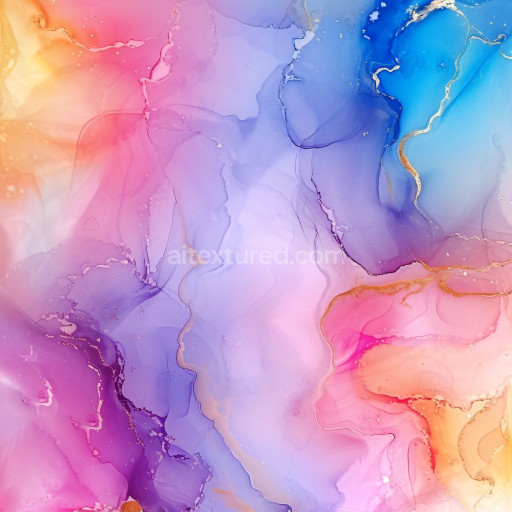 Seamless 3D Alcohol Ink PBR Texture with Pastel Swirls and Delicate Gold Veins