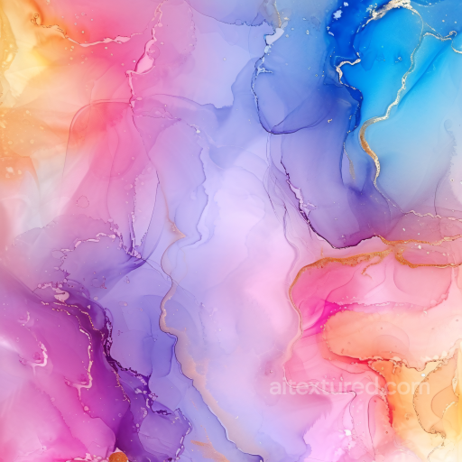 Alcohol Ink PBR Texture with Lavender, Pink, and Gold Veins seamless Alcohol ink PBR texture