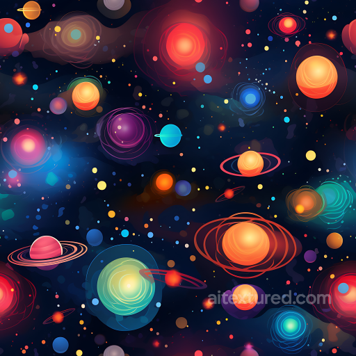 Space PBR Texture Featuring Colorful Galaxy Planets & Cosmic Nebulae seamless Star, space, planets PBR texture