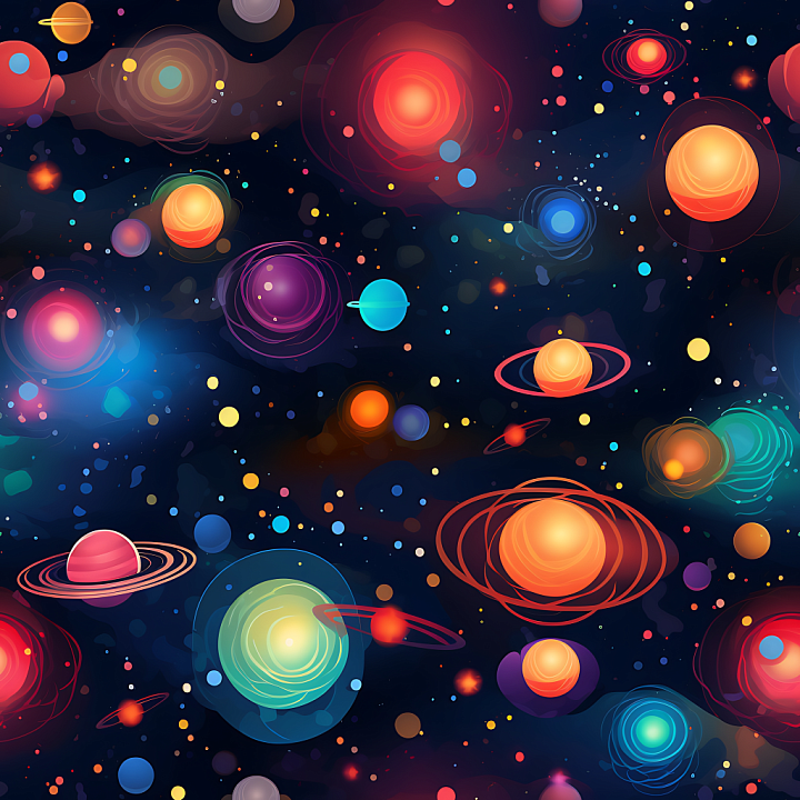 Space Featuring Colorful Galaxy Planets & Cosmic Nebulae seamless PBR texture preview