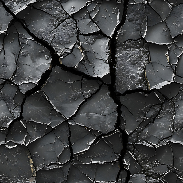 Cracked And Peeled Dark Metal Paint With Deep Fractures seamless PBR texture preview