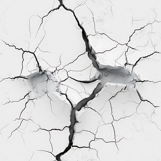 cracked and holed white plaster PBR texture with jagged fractures seamless Cracked & Holes PBR texture