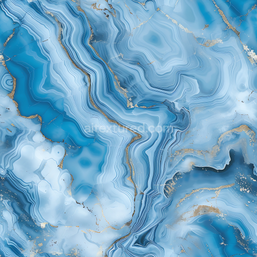 Seamless 3D PBR Blue Bahia Natural Marble Texture with Layered Veins and Gold Highlights