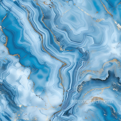Blue Bahia Natural Marble Texture with Layered Veins and Gold Highlights seamless Marble PBR texture