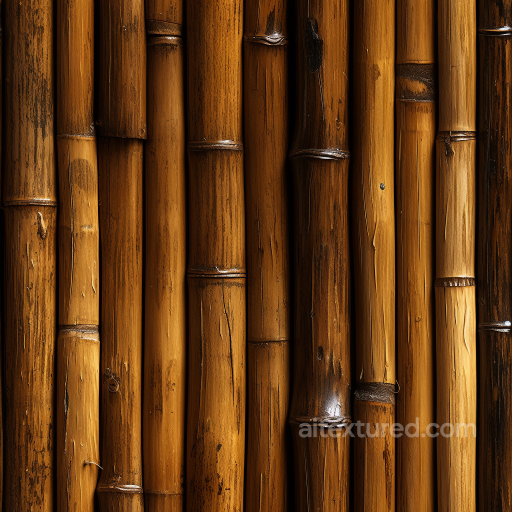 Bamboo Texture Featuring Vertical Polished Brown Culms with Natural Grain seamless Bamboo PBR texture