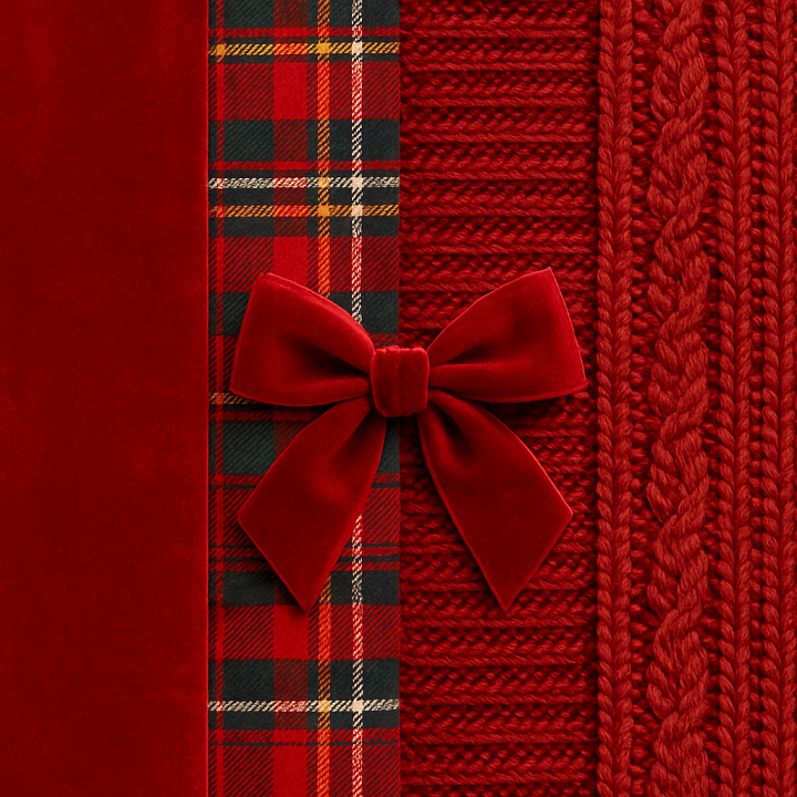 of Red Velvet Holiday Fabric Surface seamless PBR texture preview