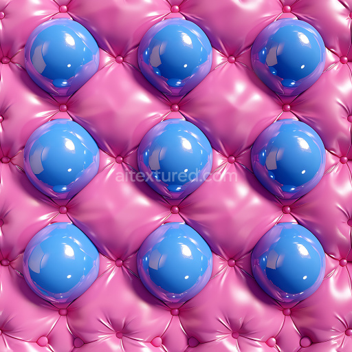 Seamless 3D Inflated Vinyl Texture with Pink Quilted and Blue Puffy Pillows