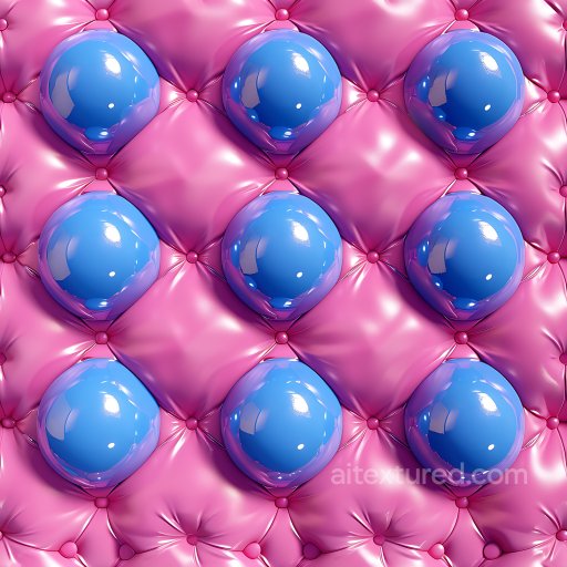Inflated Vinyl Texture with Pink Quilted and Blue Puffy Pillows seamless Inflated PBR texture
