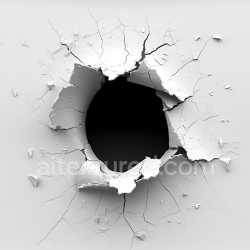 seamless Seamless 3D Cracked Plaster Hole PBR Texture with Detailed Fractures and Peeling Edges texture 8k free download PBR