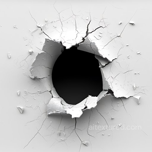 Cracked Plaster Hole PBR Texture with Detailed Fractures and Peeling Edges seamless Cracked & Holes PBR texture