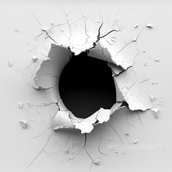 Cracked Plaster Hole PBR Texture with Detailed Fractures and Peeling Edges Cracked & Holes texture preview