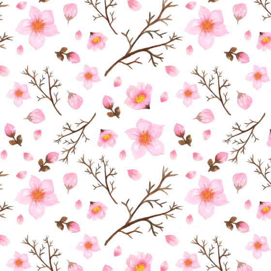 Watercolor Cherry Blossoms Seamless Texture with Branches Watercolor Cherry texture preview
