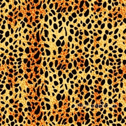 Leopard Print Fabric Texture with Black and Orange Spots seamless Leopard Print PBR texture