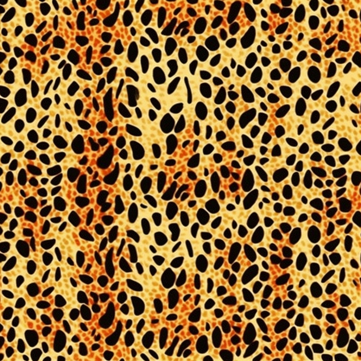 Leopard Print Fabric with Warm Orange and Black Spots seamless PBR texture preview