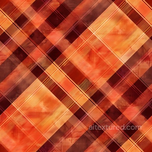 Seamless 3D PBR Plaid Fabric Texture with Warm Orange and Deep Red Pattern texture preview