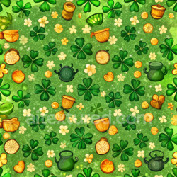 seamless Seamless 3D PBR Texture with Irish St Patrick Symbols on Green Background texture 8k free download PBR