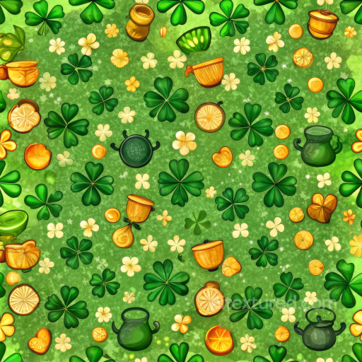 with Irish St Patrick Symbols on Green Background seamless St patrick digital paper bundle PBR texture