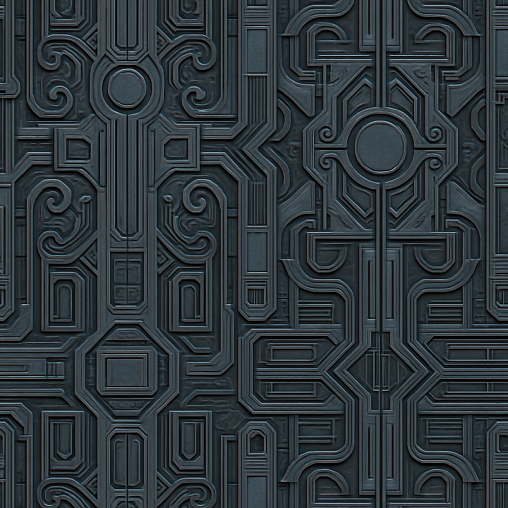 Ornate Futuristic Panel seamless PBR texture preview