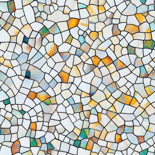 mosaic PBR texture featuring colorful iridescent glass chips with black grout seamless Mosaic PBR texture
